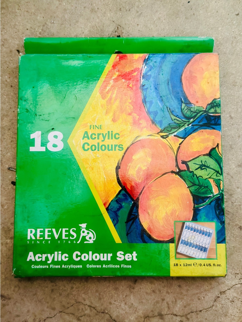 Acrylic Colour Set - Green Packaging (18 Fine Acrylic Colours)